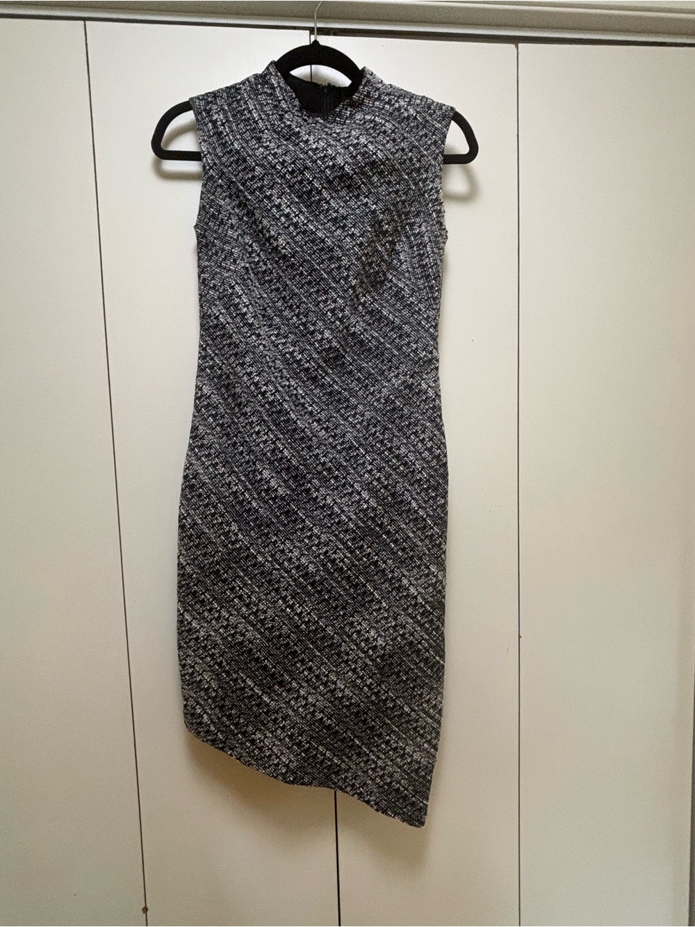 Sleeveless Tweed Midi Dress in Black and Gray by Banana Republic 00